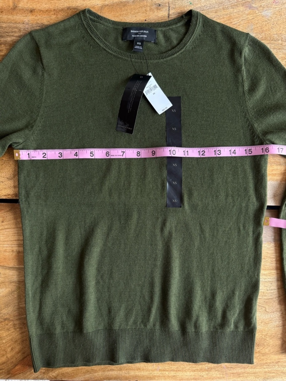 Banana Republic Olive Green Crewneck Sweater Minimal Classic – XS NWT - Picture 6 of 8
